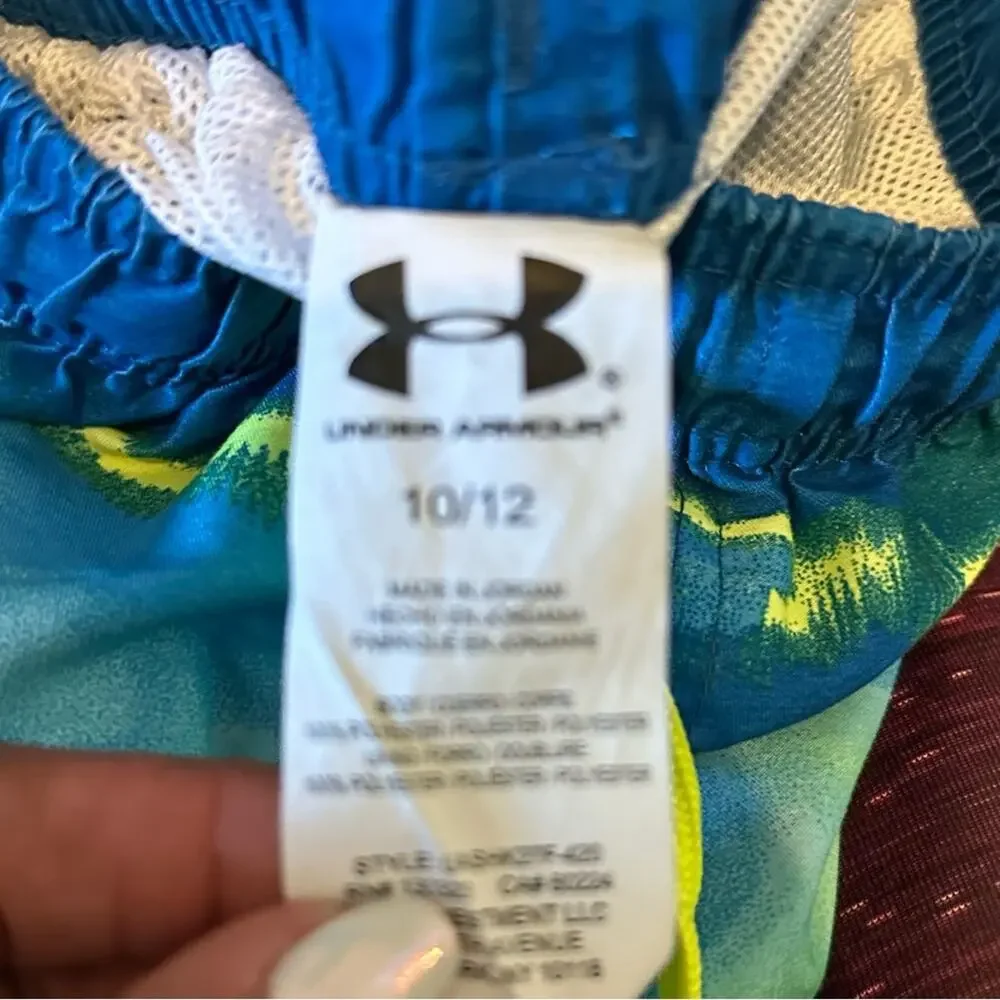 Under Armour Blue and Green Kids Swim Shorts - Picture 2 of 4